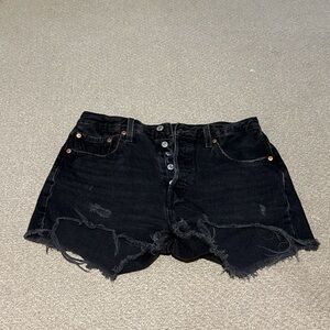 Levi's 501s Black Frayed Jean Shorts